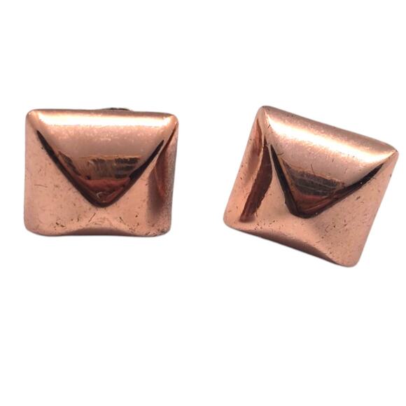 Michael Kors Studs Earrings MK Logo Signed On The Back Rose Gold-Tone Modernist - Picture 1 of 4